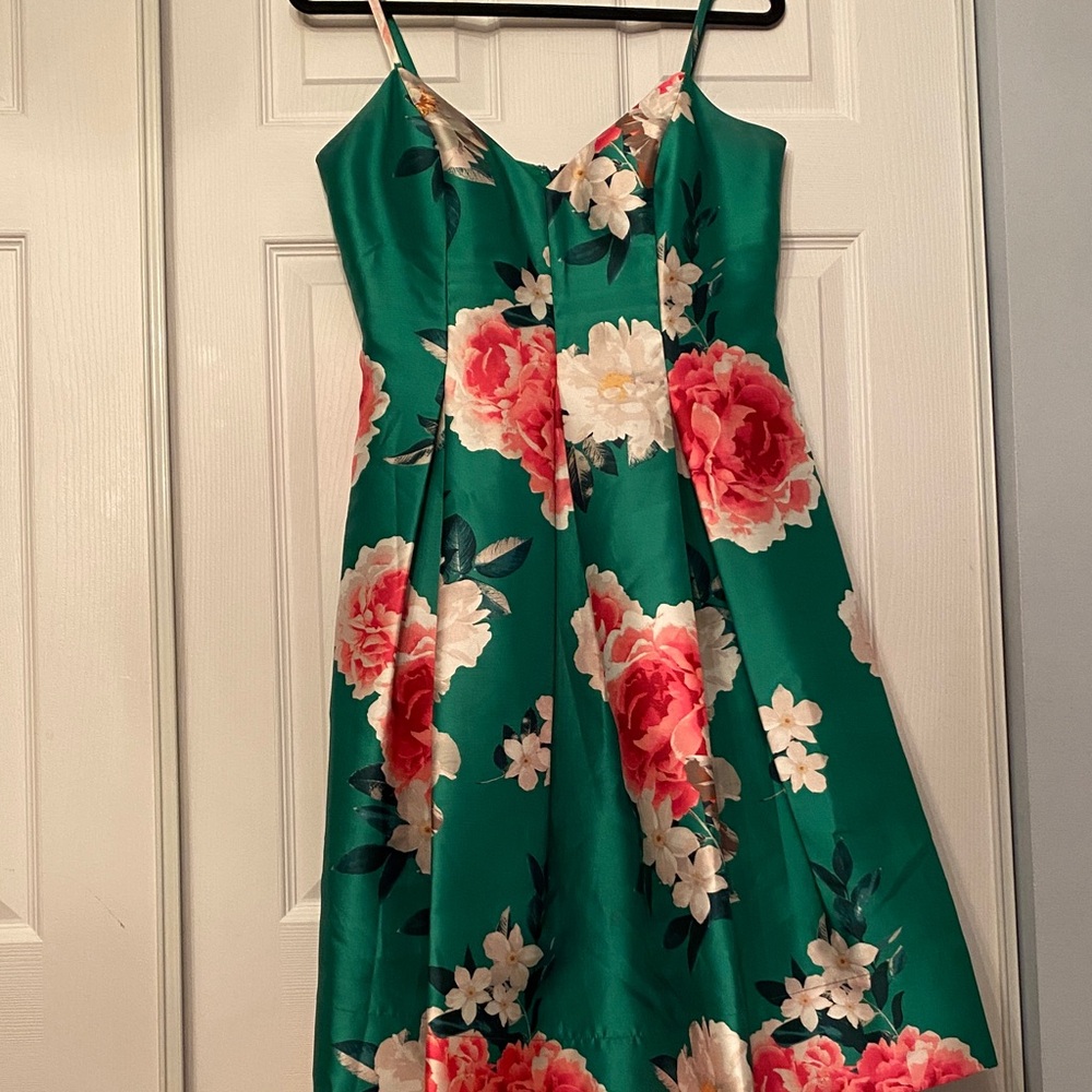 Eliza J Green Floral Midi Dress